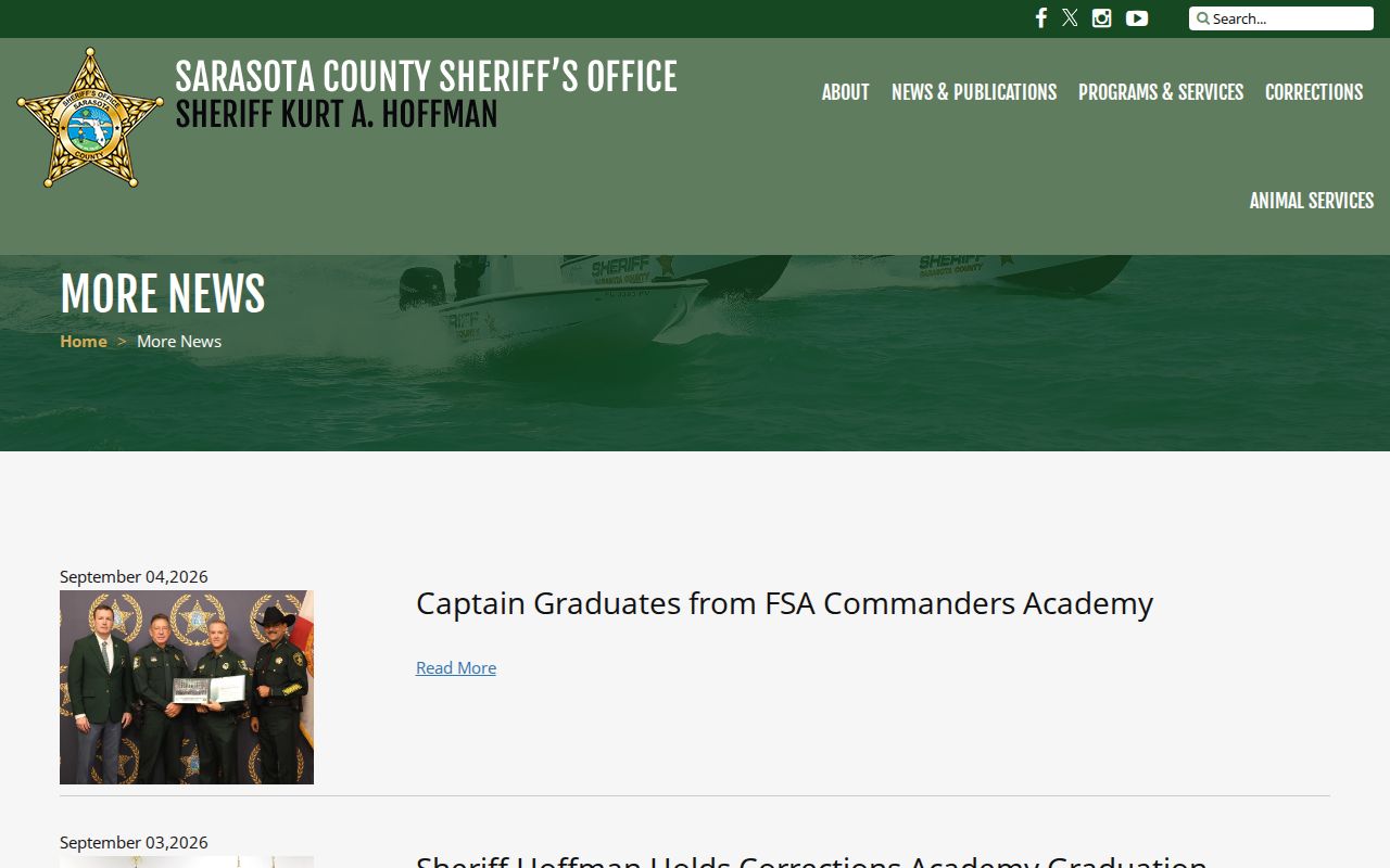 Sarasota County Sheriff official arrest news release archive