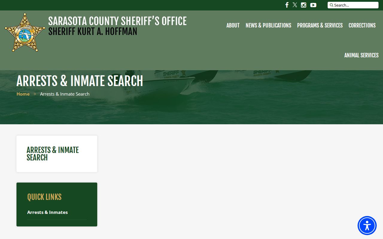 Official Sarasota County arrest and inmate search disclaimer