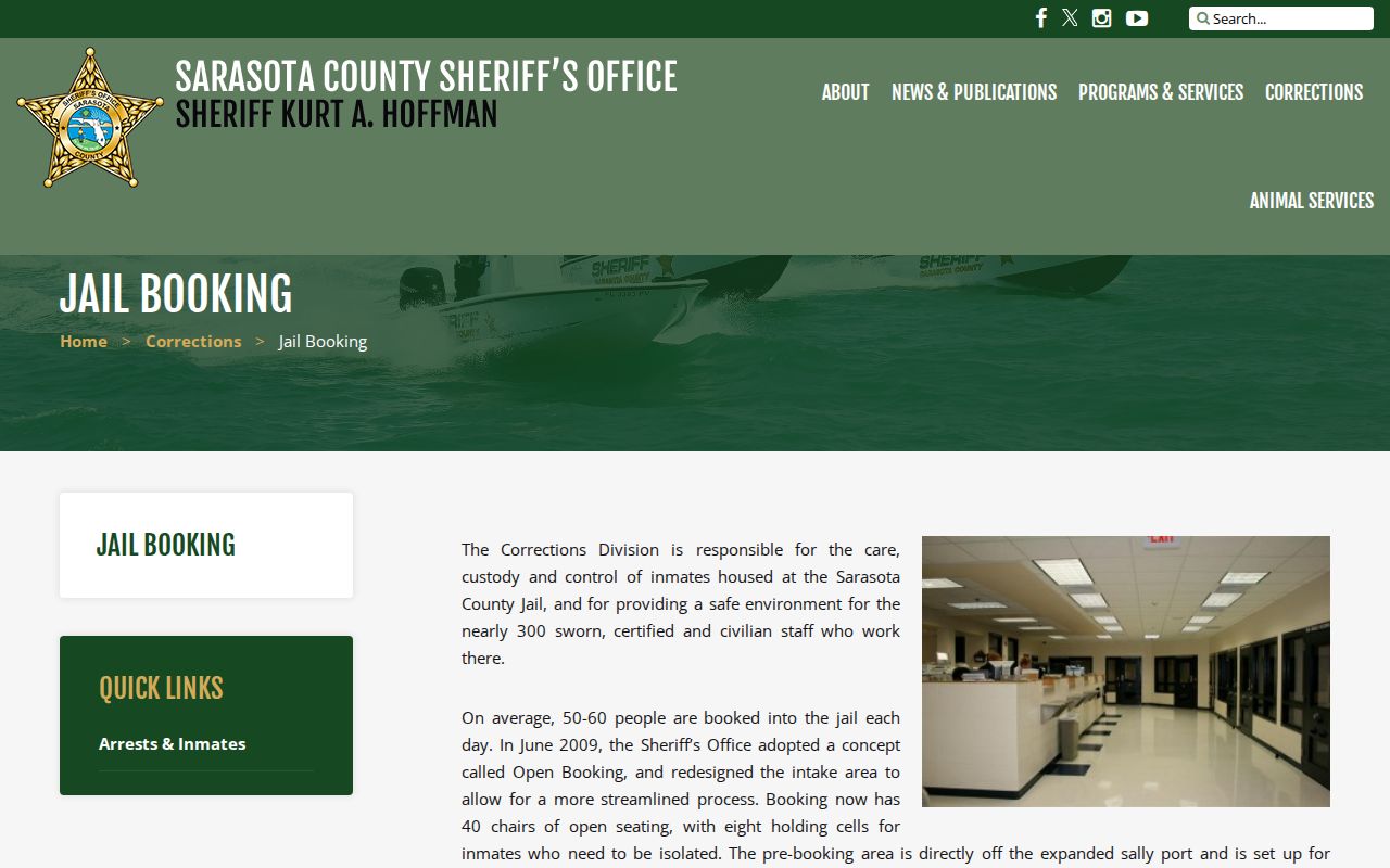 Sarasota County Jail arrest booking workflow information