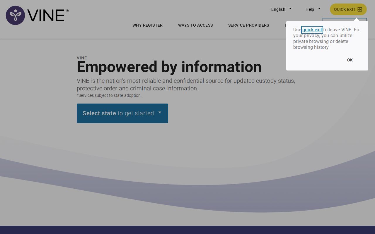 Current VINELink Sarasota County custody search and alert interface
